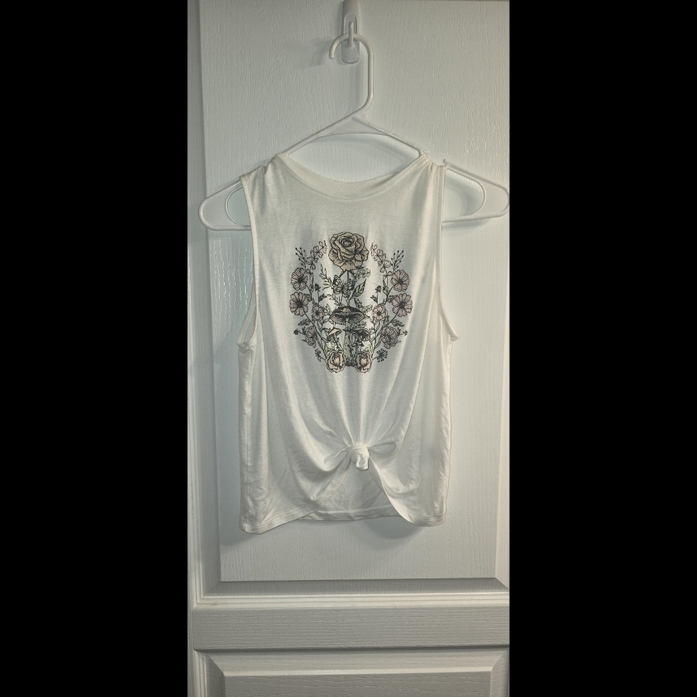 Floral Graphic White Muscle Tee